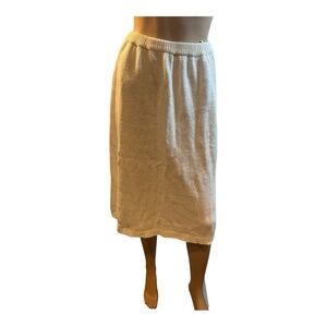 Work In Progress Women’s Vintage Ivory Angora Blend  Knit Midi Skirt Sze L
